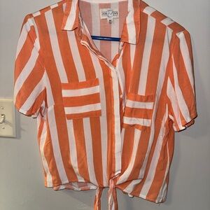 Jun & Ivy Orange and White Striped Button Down Shirt